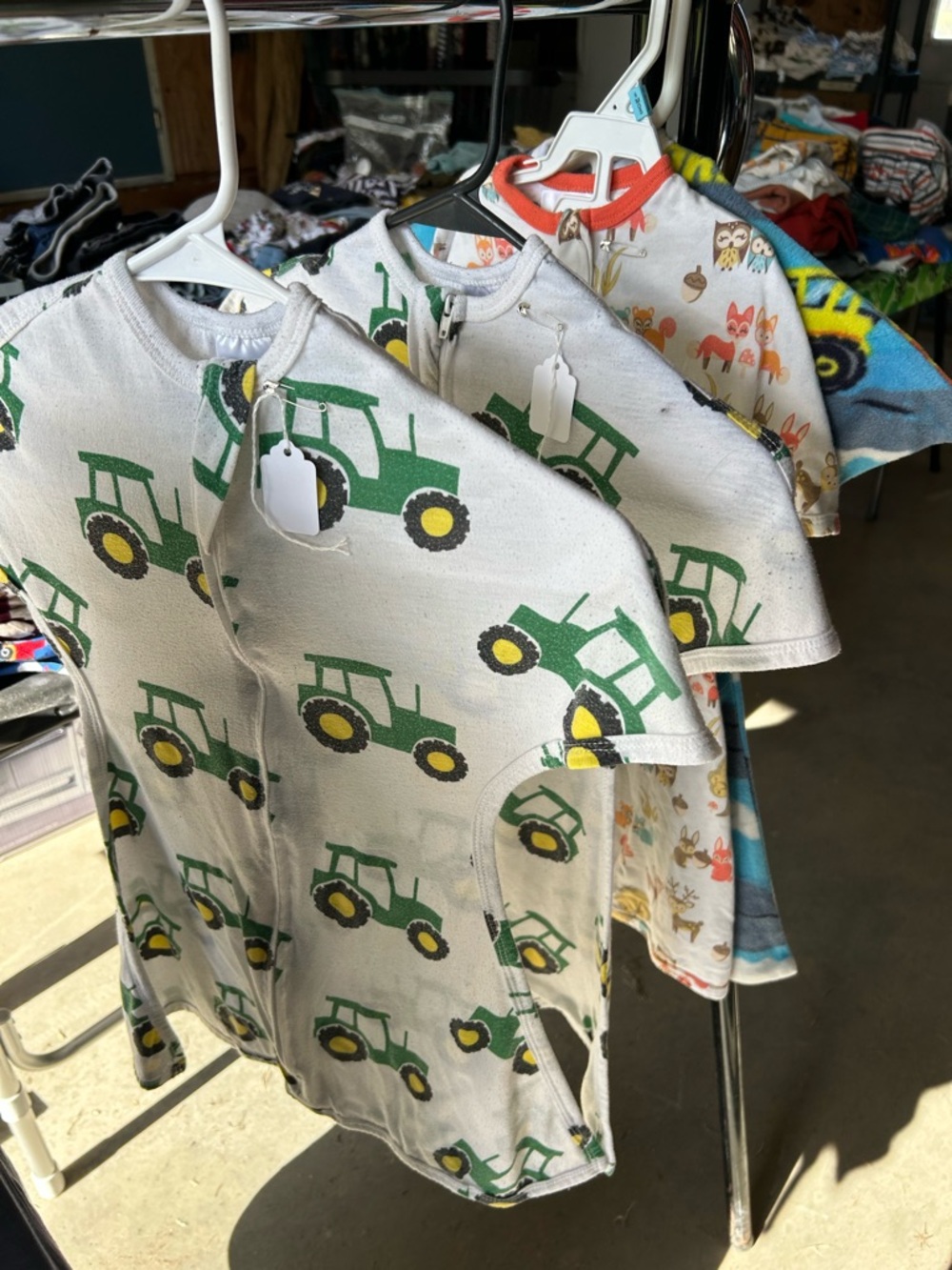 2 Zipadee Kids Green Tractor Short Sleeve Sleepsacks